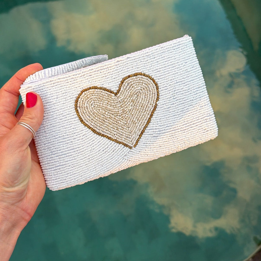Hand beaded Balinese Clutch - Love
