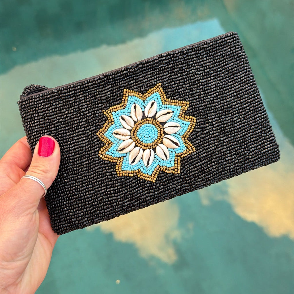 Hand beaded Balinese Clutch - Black