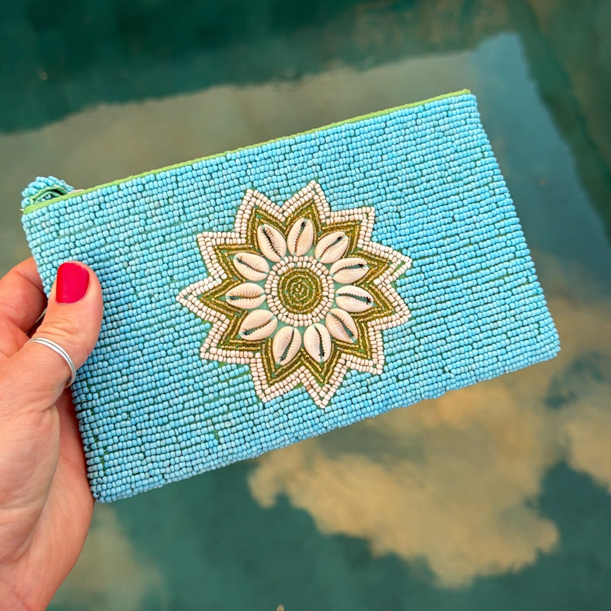 Hand beaded Balinese Clutch - Blue