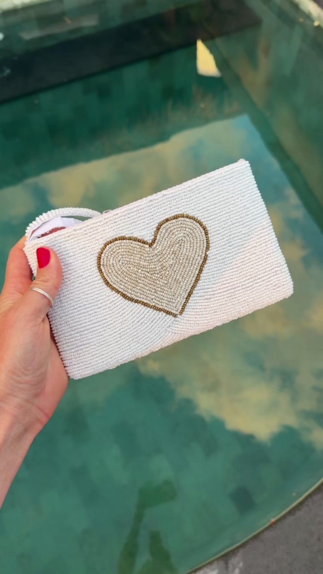 Hand beaded Balinese Clutch - Love