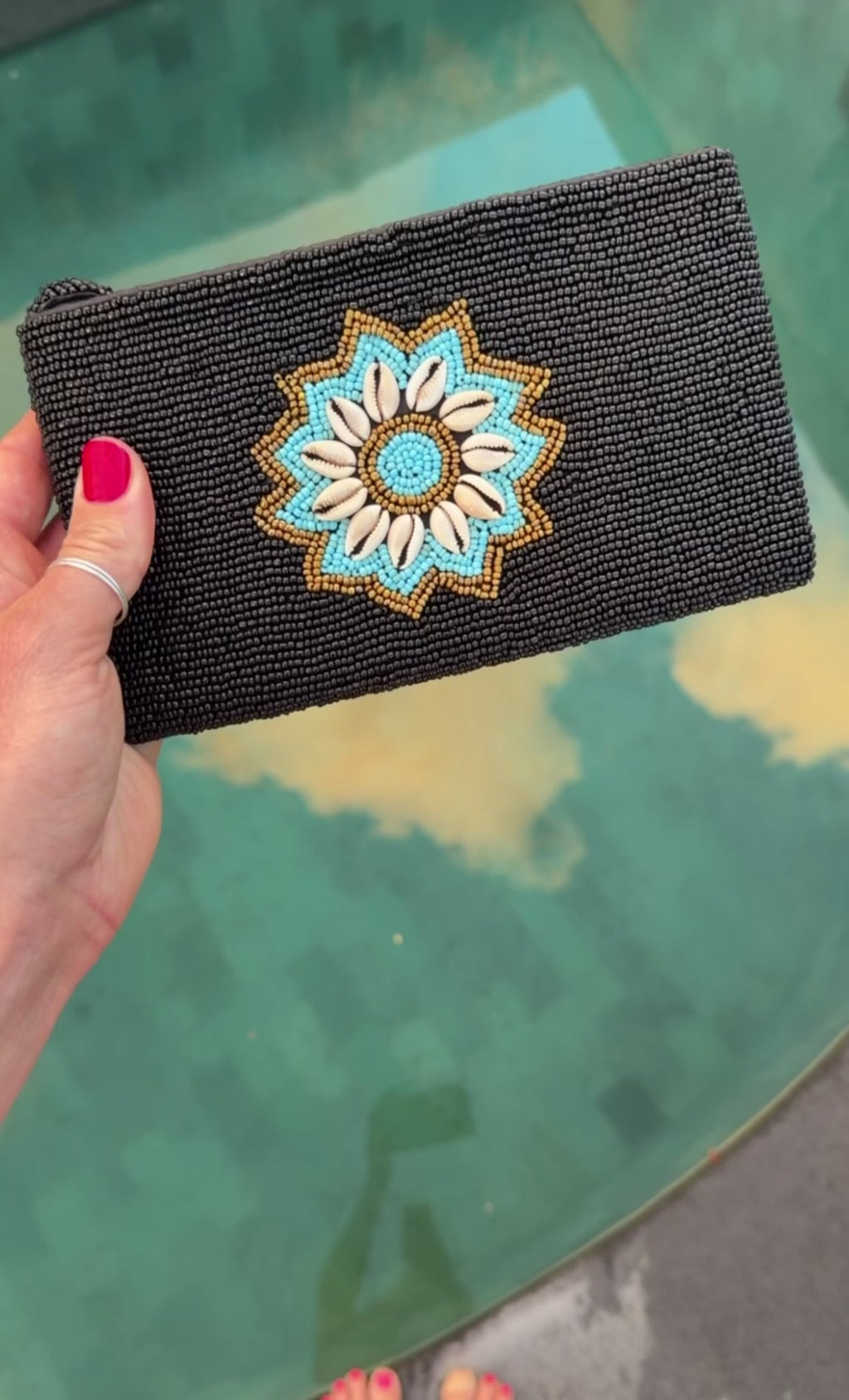 Hand beaded Balinese Clutch - Black