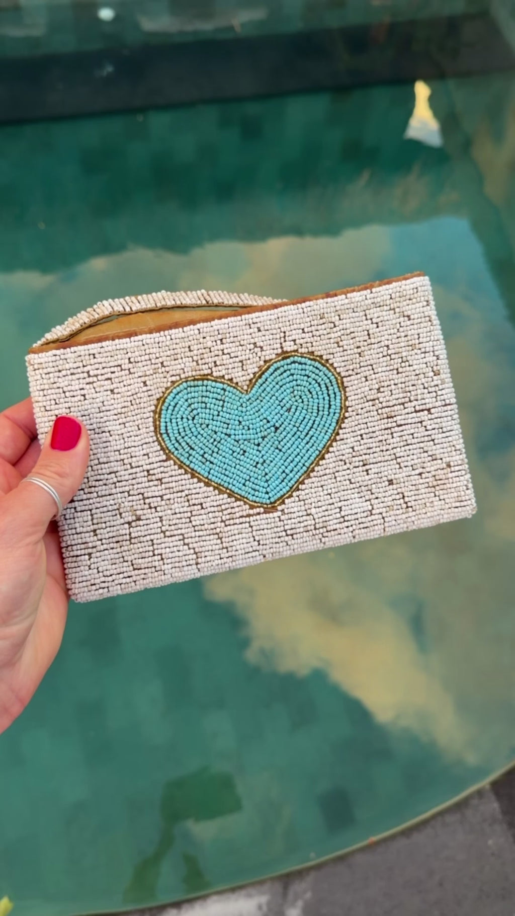 Hand beaded Balinese Clutch - Blue Love