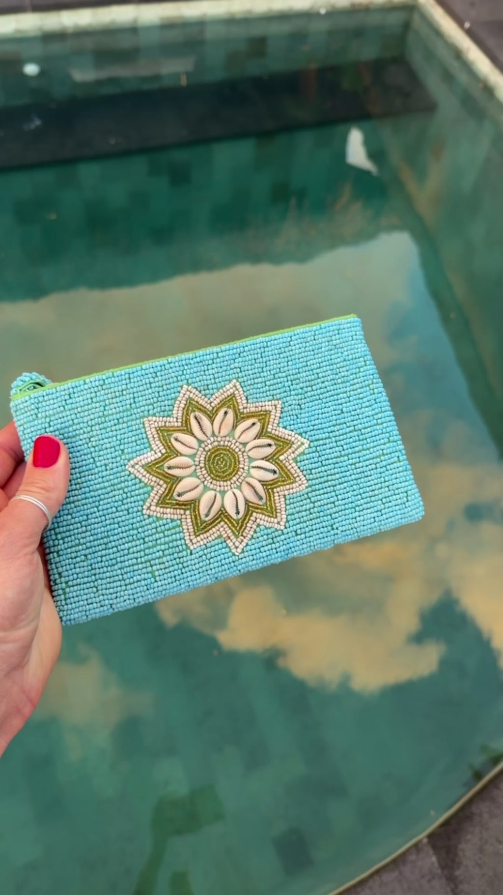 Hand beaded Balinese Clutch - Blue